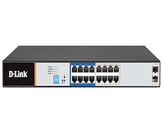 DLink-DGS-F1018P-E-16-1000Mbps-250mPoE+2SFP-Switch