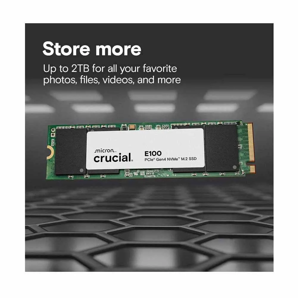 Crucial E100 1TB NVMe PCIe Gen4 M.2 2280 Internal SSD (CT1000E100SSD8C) Preview-2