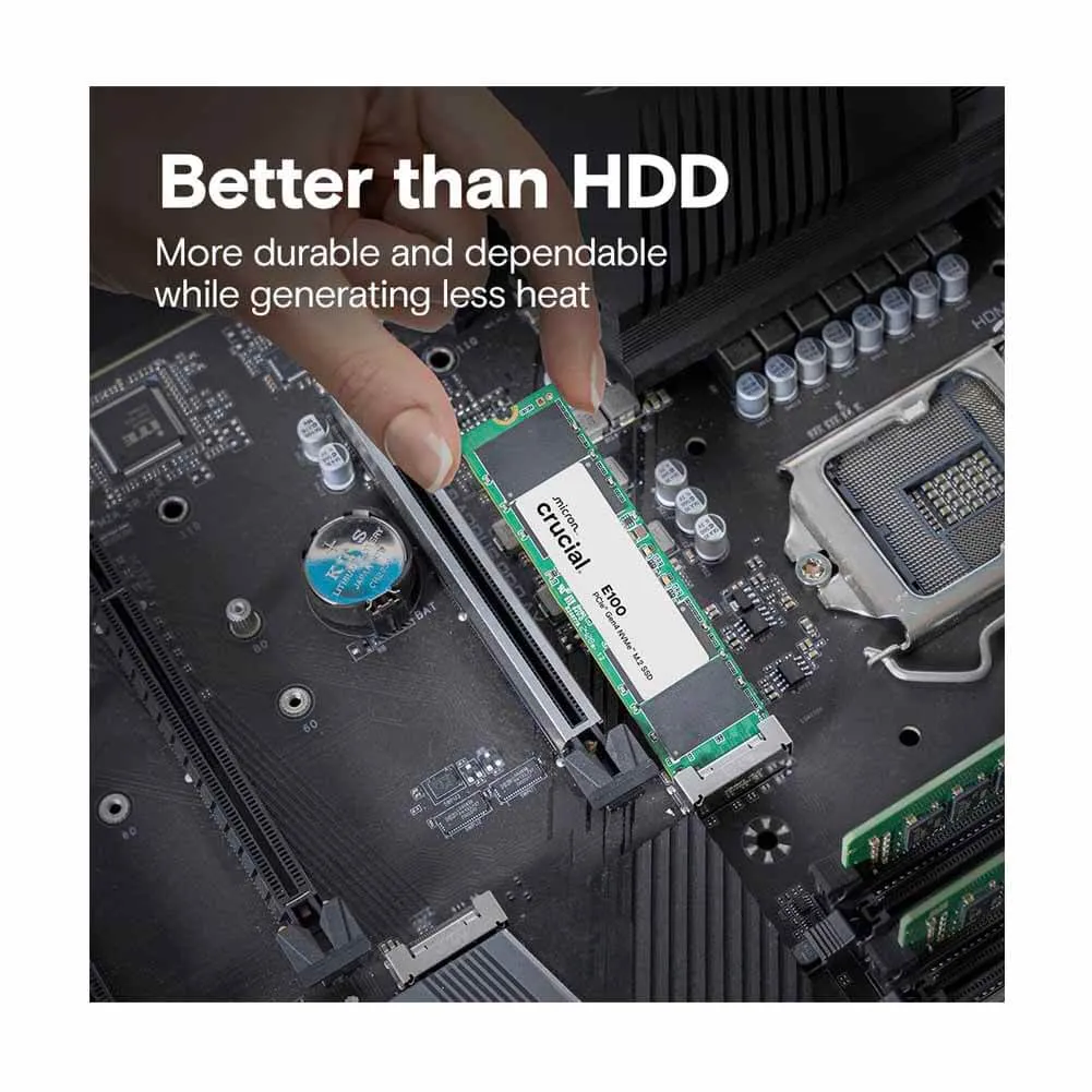 Crucial E100 1TB NVMe PCIe Gen4 M.2 2280 Internal SSD (CT1000E100SSD8C) Preview-3