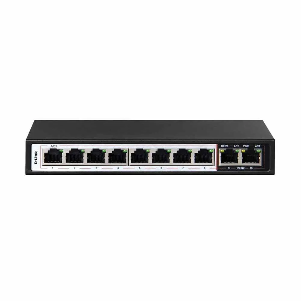 DLink DES-F1010P-E 8+2 100Mbps 250m PoE Switch
