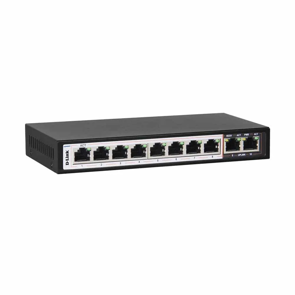 DLink DES-F1010P-E 8+2 100Mbps 250m PoE Switch Preview