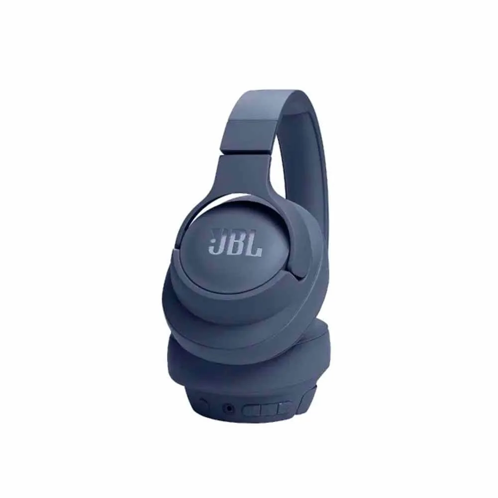JBL T720 BT Blue Over-Ear Headphones with Pure Bass Sound Cable slot view