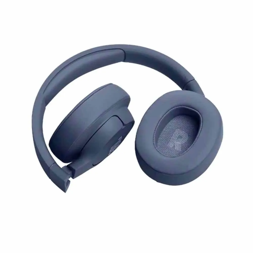 JBL T720 BT Blue Over-Ear Headphones with Pure Bass Sound Cable Side view