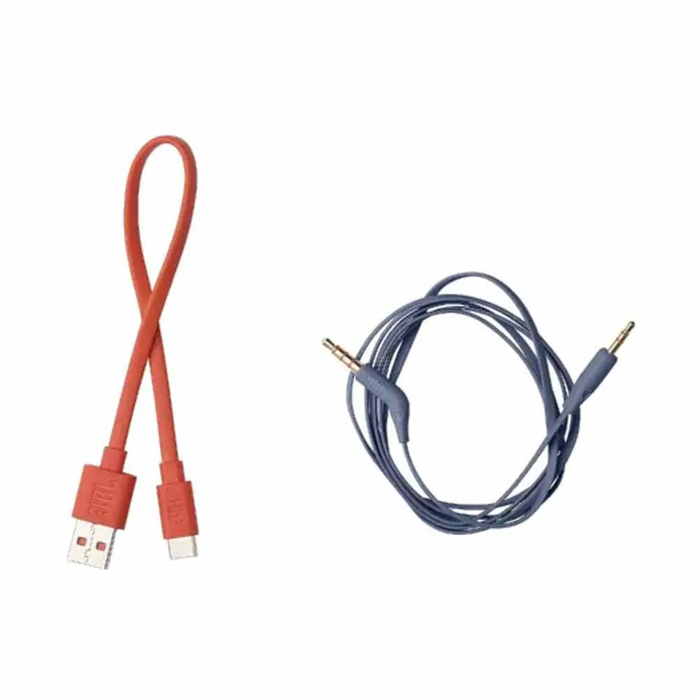 JBL T720 BT Blue Over-Ear Headphones with Pure Bass Sound Cable connectors