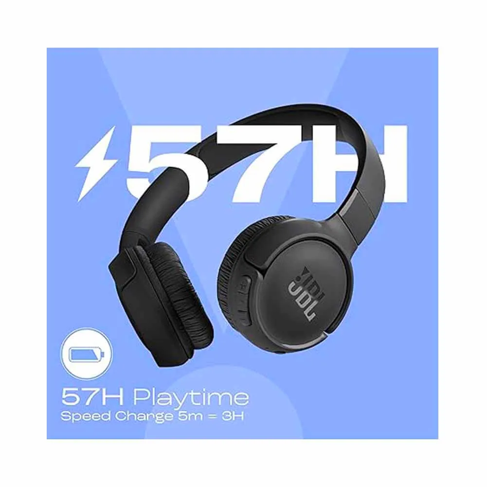 JBL Tune 520BT Wireless On Ear Headphones Black Speed Charge