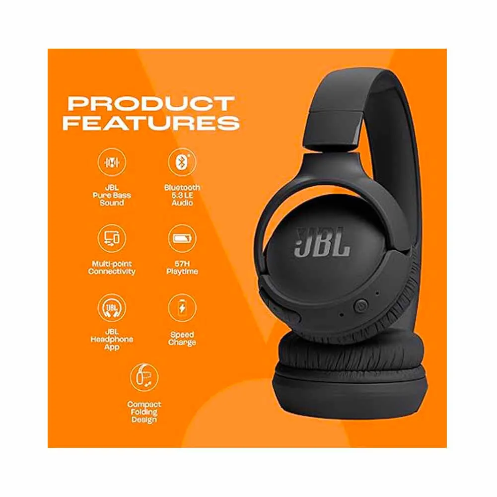 JBL Tune 520BT Wireless On Ear Headphones Black Features