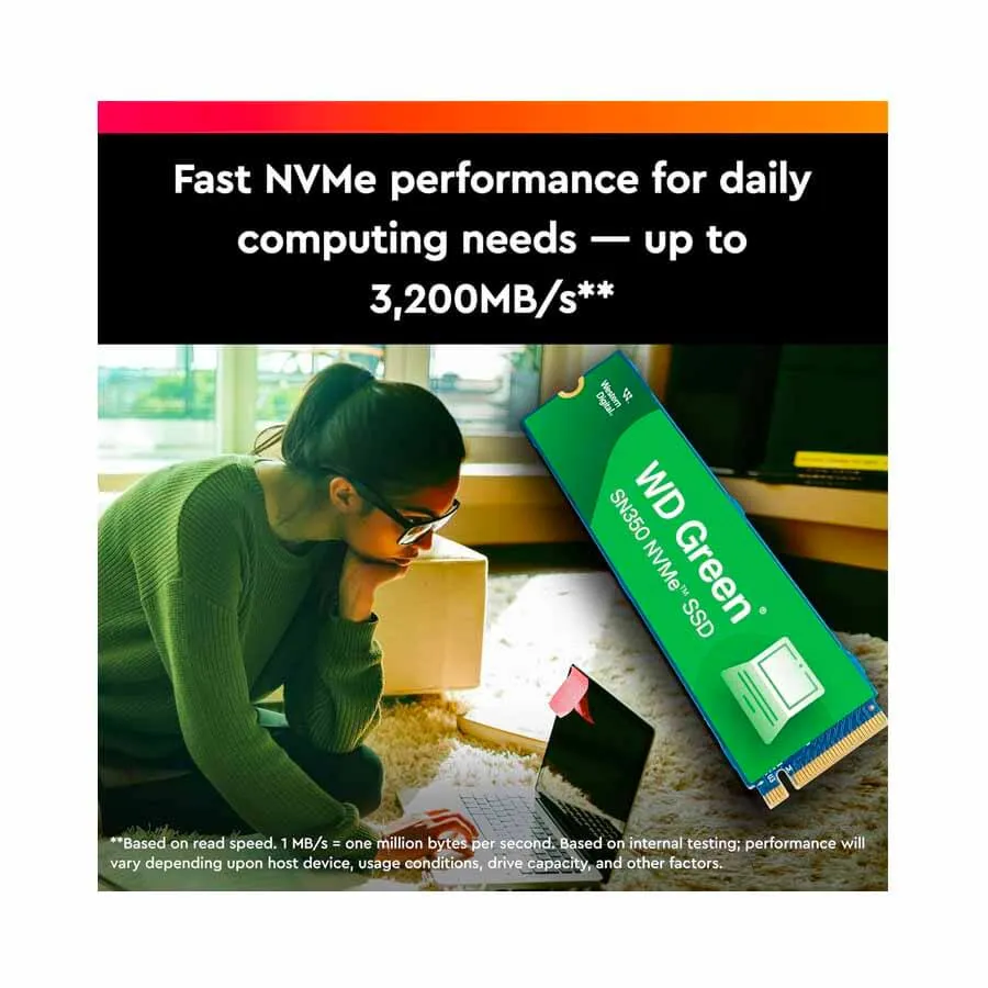 WD Green SN350 1TB NVMe M.2 SSD (WDS100T3G0C) PCIe Gen3 x4 Preview-2