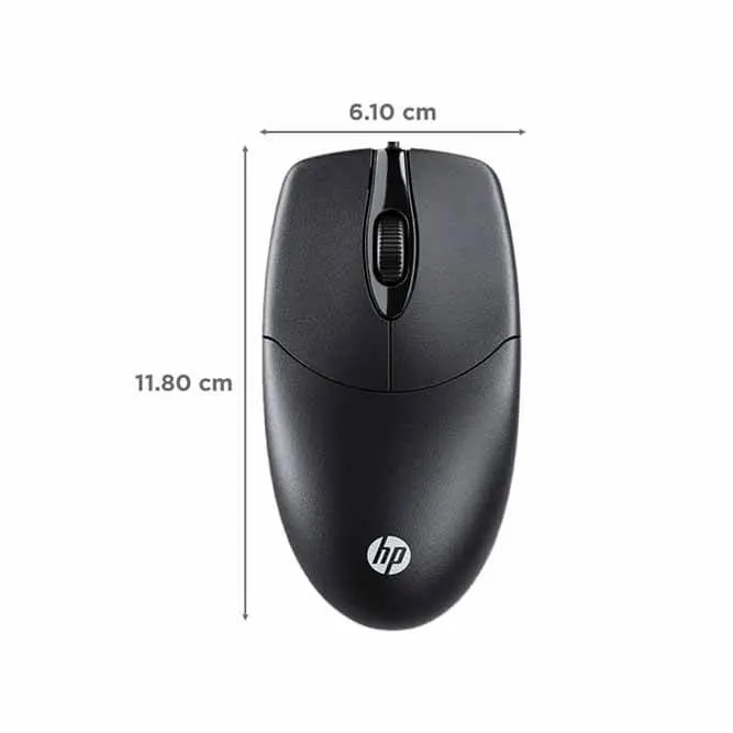HP M050 Wired Ambidextrous Optical Mouse Side Vertical View