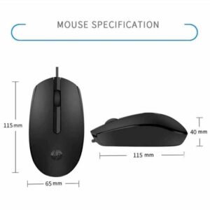 HP M10 Wired Optical USB Mouse (Black, 1000 DPI)