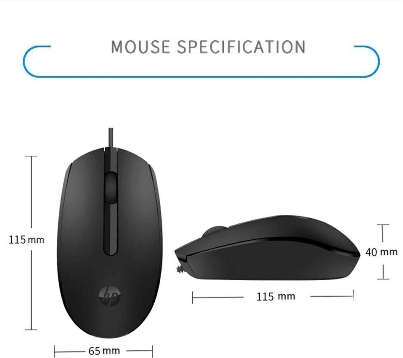 HP M10 Wired Mouse Wired Ambidextrous Optical Mouse (USB 2.0, Black)