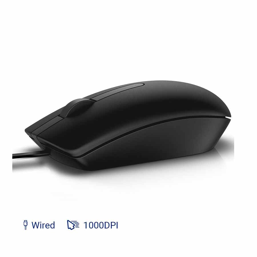 Dell MS116 Wired Optical Mouse (1000 DPI, Black)
