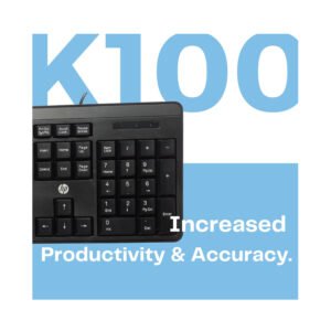 HP K100 Wired USB Standard Desktop Keyboard (Blue Black)