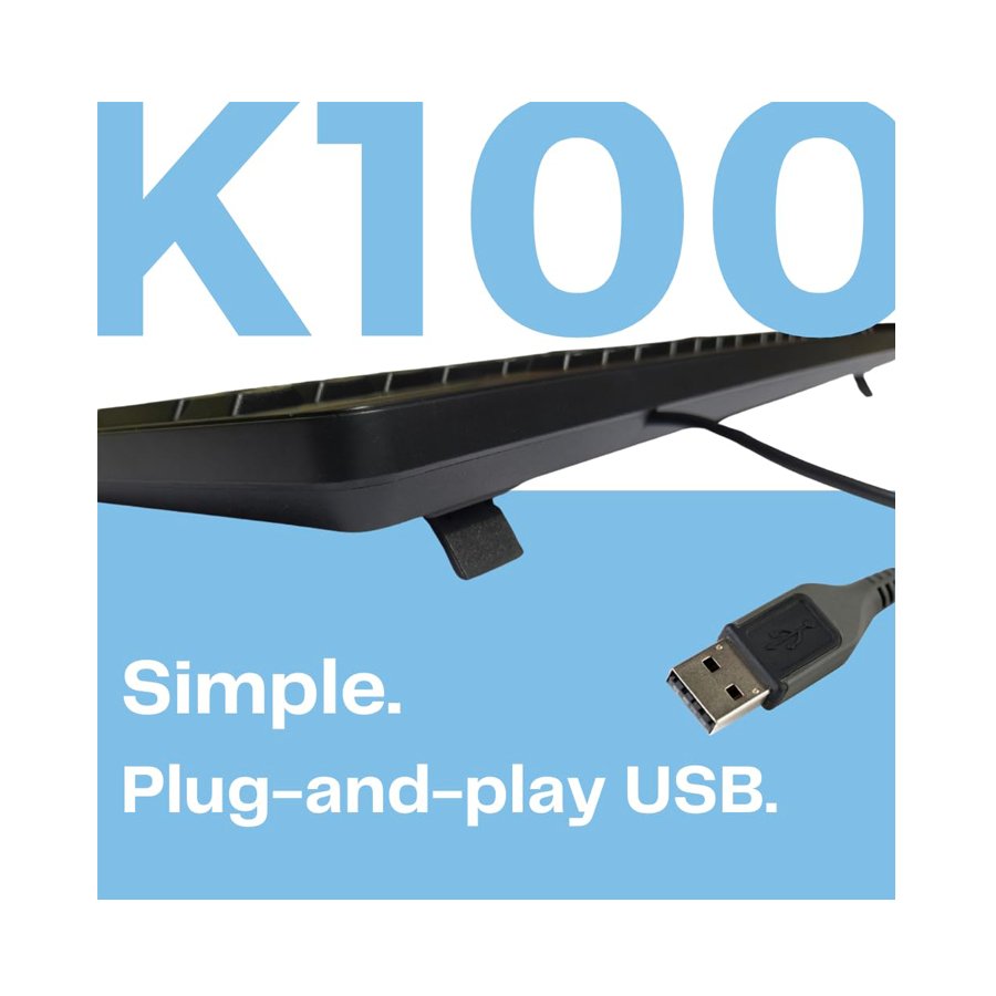 HP K100 Blue Black Wired USB Standard Desktop Keyboard for PC and Laptop Preview-5