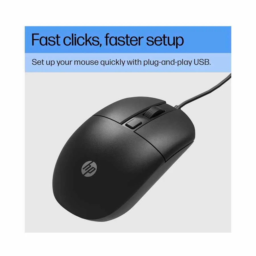 HP M070 Black Wired Ergonomic Optical Mouse with 1600 DPI USB connection Preview-5