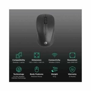 HP S500 Ambidextrous Optical Mouse (2.4GHz Wireless, Black)