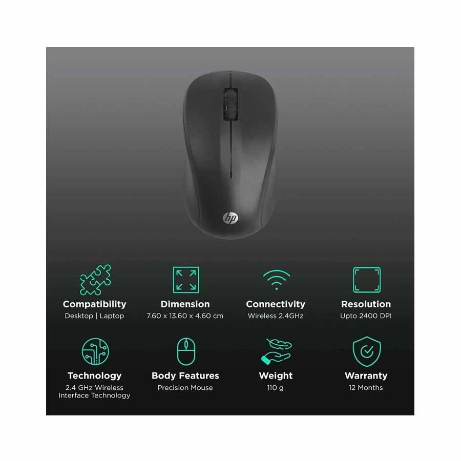 HP S500 Black 2.4GHz Wireless Ambidextrous Optical Mouse for Desktop and Laptop Preview-4