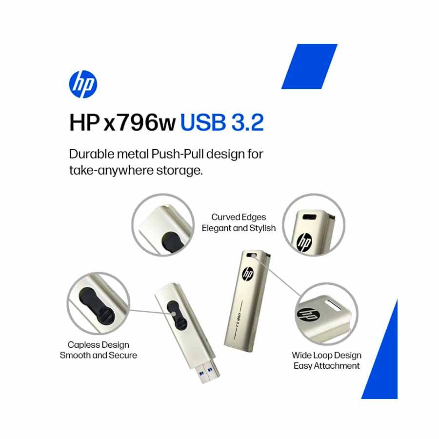 HP x796w 32GB USB 3.2 Metal Case Silver Pen Drive for Laptop and Desktop Preview-4