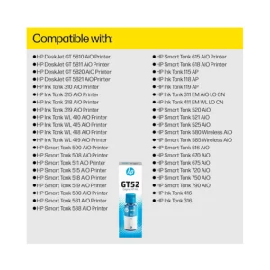 HP GT52 70-ML Cyan Original Ink Bottle (M0H54AA)