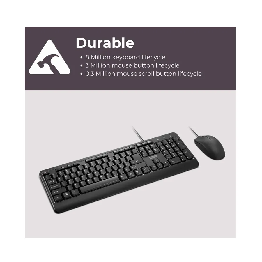 Lenovo 160 Black Wired USB Full Size Keyboard and 1600 DPI Optical Mouse Combo Preview-7