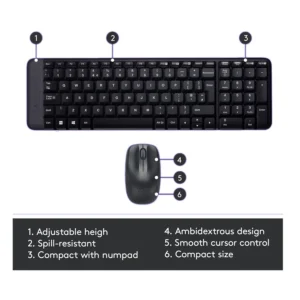Logitech MK220 Wireless Keyboard & Mouse Combo (Black)